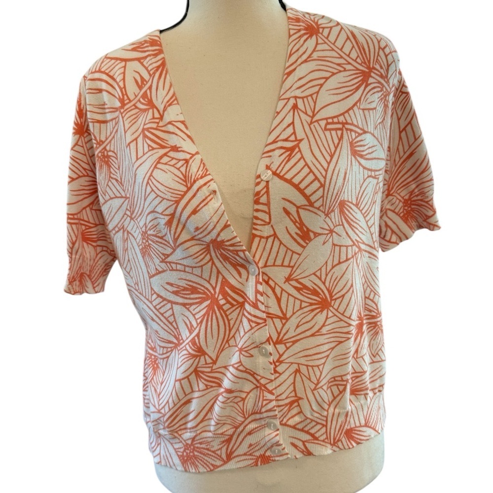 Preswick & Moore | Orange Leaf Print Cardigan